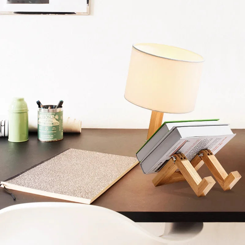 Skorter | Wooden Table Lamp with Book Holder – Modern Design for Your Home