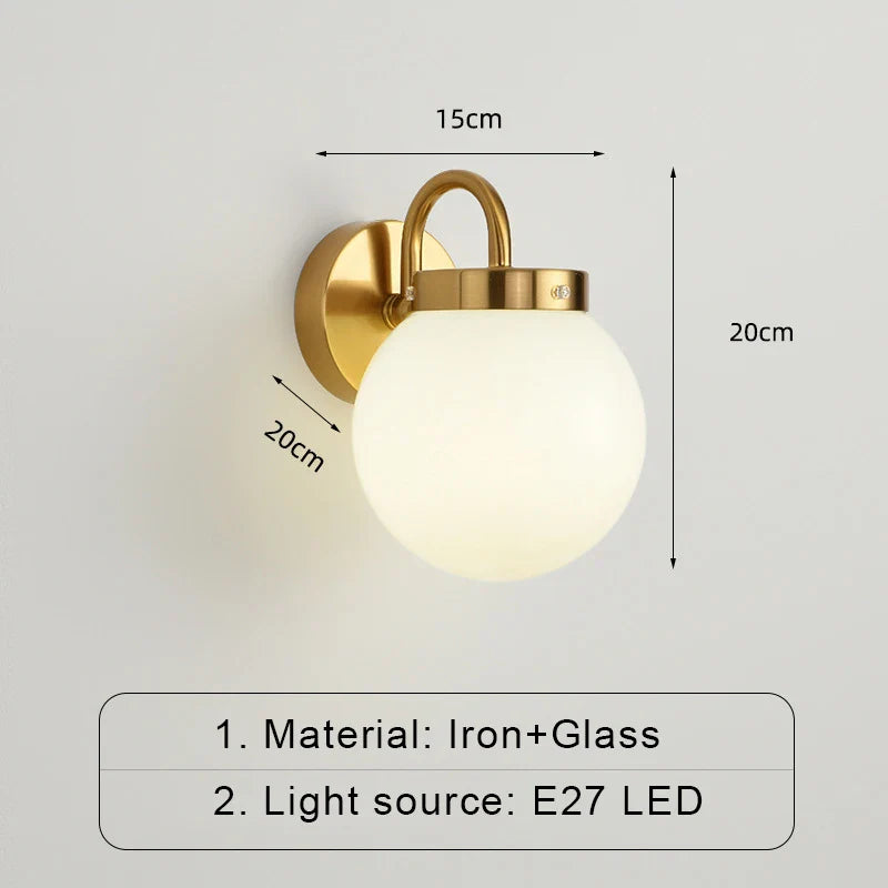 Skorter | ModernWall - Nordic LED Wall Lamp with Glass Dome for Atmospheric Indoor Lighting