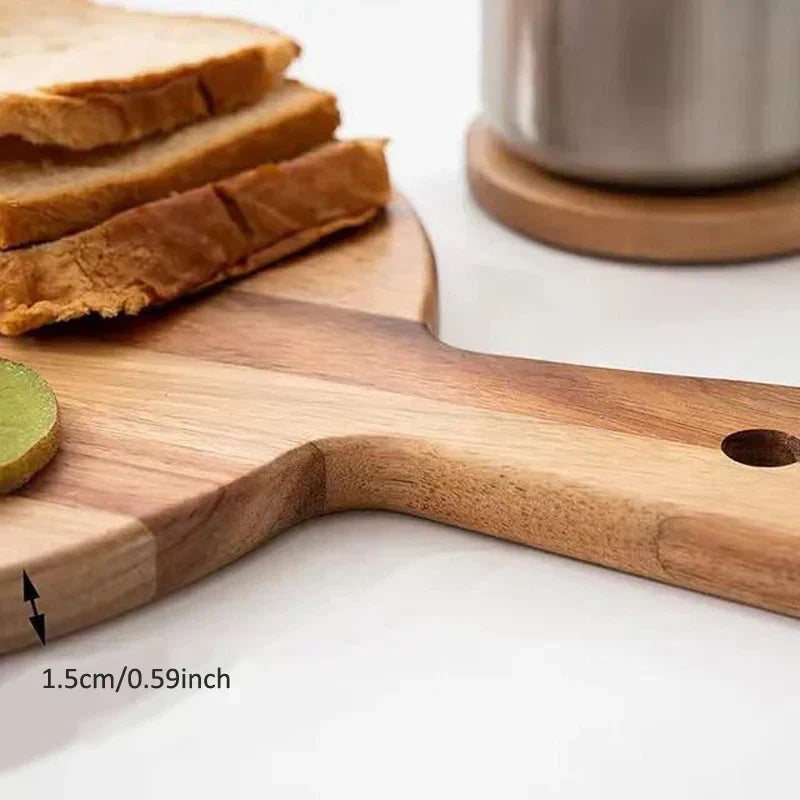 Skorter | Acacia wood pizza shovel and serving board with handle