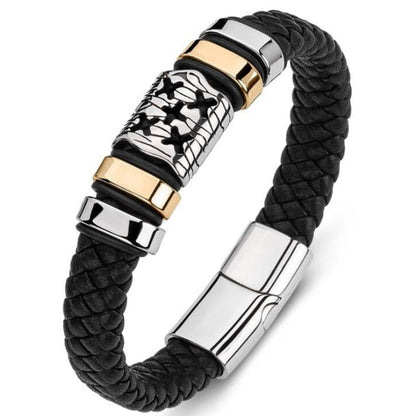 Skorter | Leather Braided Bracelet With Charms