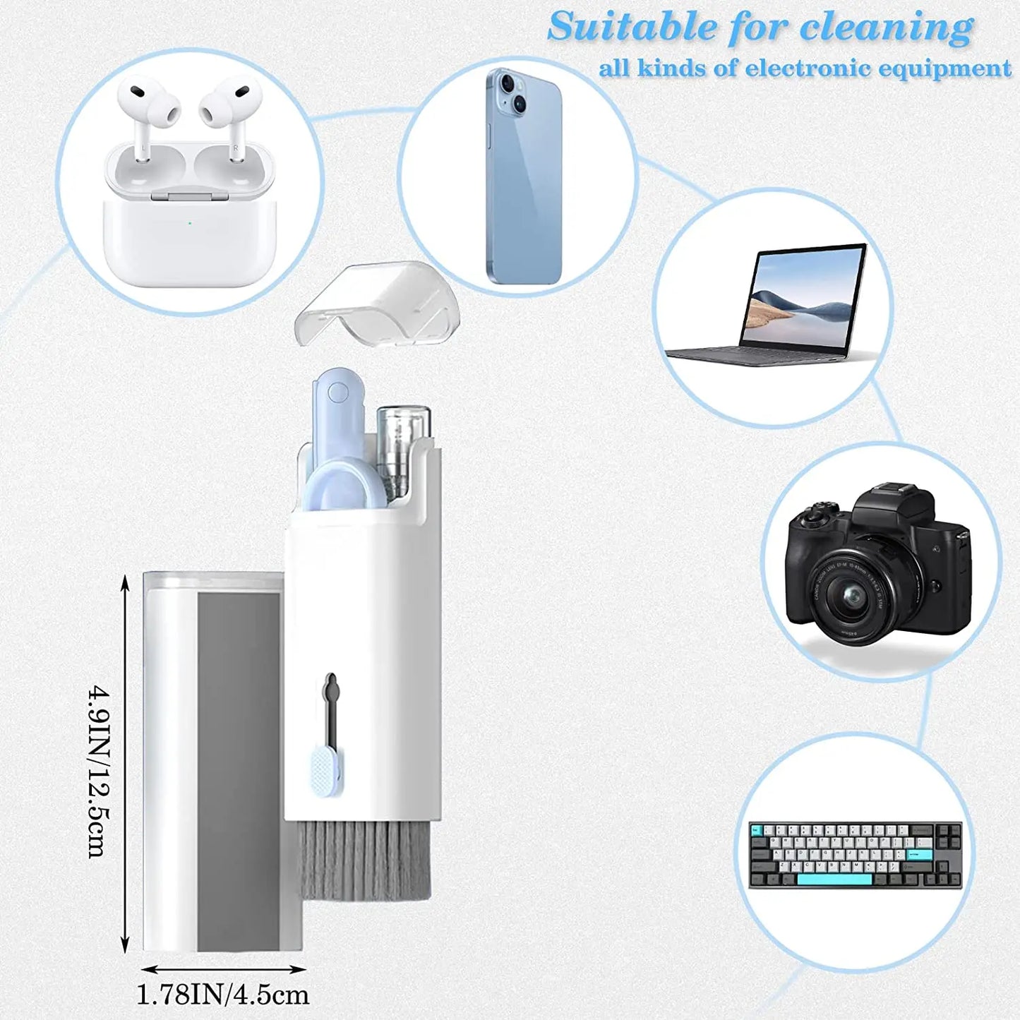 Skorter | 7-in-1 Computer Cleaning Kit - Keyboard Cleaner Earphone Pen, iPhone Tools