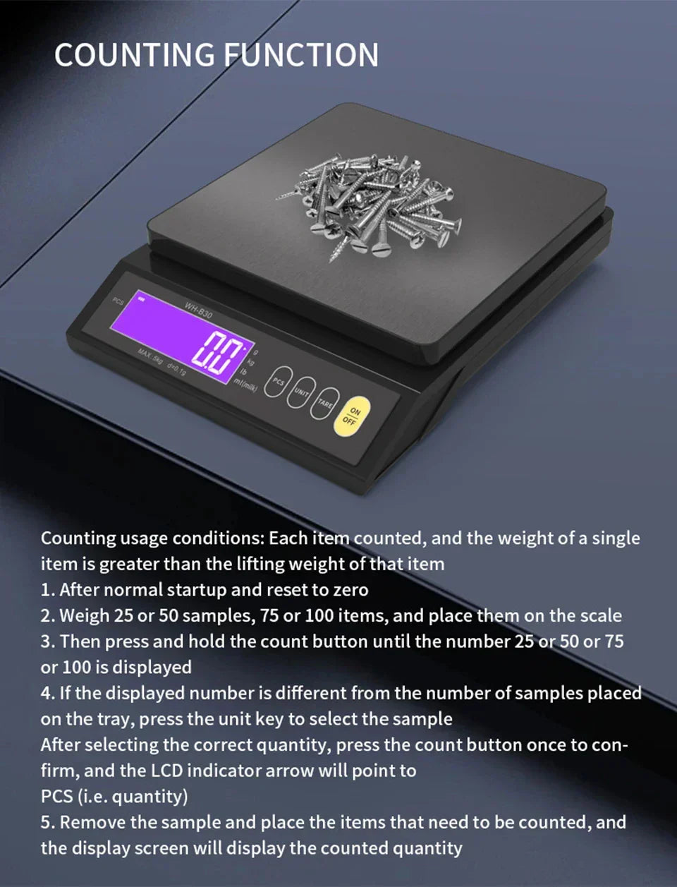 Skorter | 5 kg/0.1 g and 10 kg/1 g digital electronic kitchen scale, LCD display, fully waterproof stainless steel weighing tool for baking
