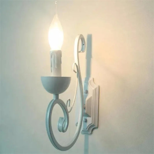 Skorter | VintageGlow - White Metal Wall Lamp With Candle E14