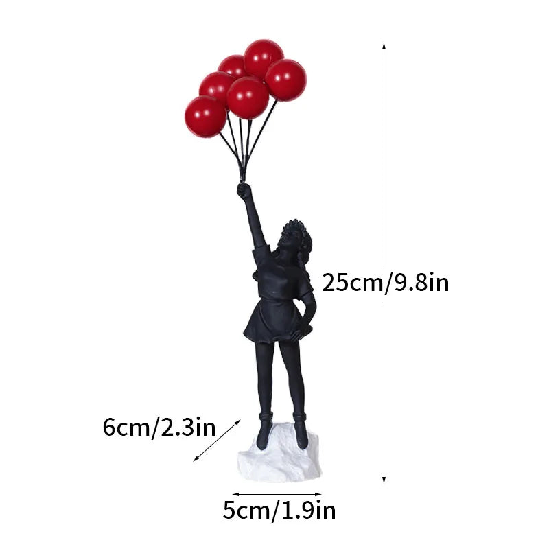 Skorter | Dropshipping Banksy Sculpture Collection Flower Thrower Statue Pop Art Modern Balloon Girl Figurine Office Home Decoration