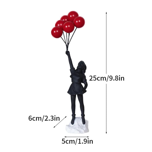 Skorter | Dropshipping Banksy Sculpture Collection Flower Thrower Statue Pop Art Modern Balloon Girl Figurine Office Home Decoration