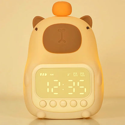 Skorter | Capybara Clock Lamp - Rechargeable Digital Alarm Clock with Night Light & Touch Snooze