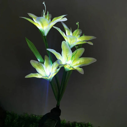 Skorter | Solar LED flower lights in lily shape – Color-changing garden lights with stake for outdoor areas