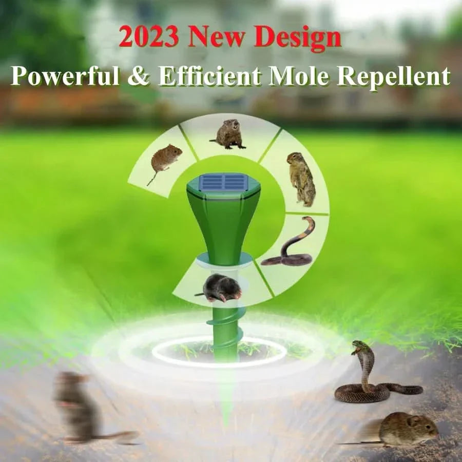Skorter | SOLAR MOLE REPELLER – Solar-powered mole repellent with 3 vibration modes & IP65 for effective garden protection
