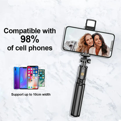 Skorter | Wireless Selfie Stick Tripod with Light, Bluetooth Remote for iPhone, TikTok Live Streaming