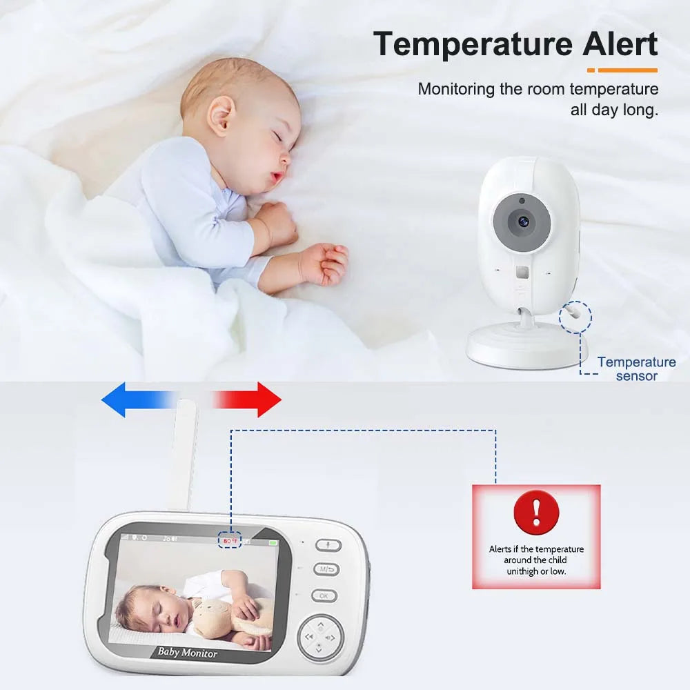 Skorter | 3.5-Inch Video Baby Monitor with Night Vision, Temperature Display and Two-Way Audio