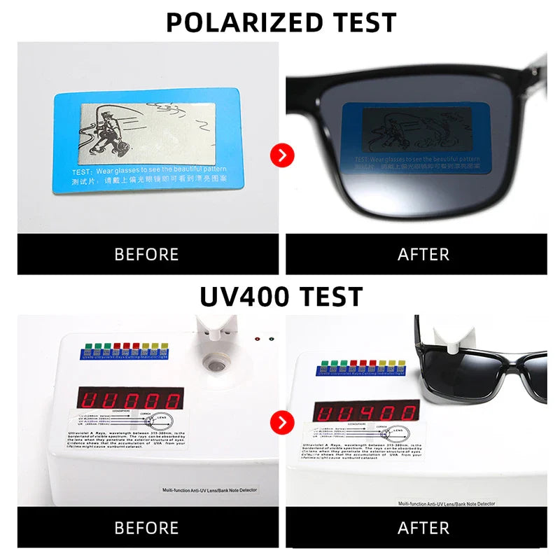 Skorter | Black Square Polarized Sunglasses UV400 Mirror Blue Anti-Glare Driving Shades Unisex