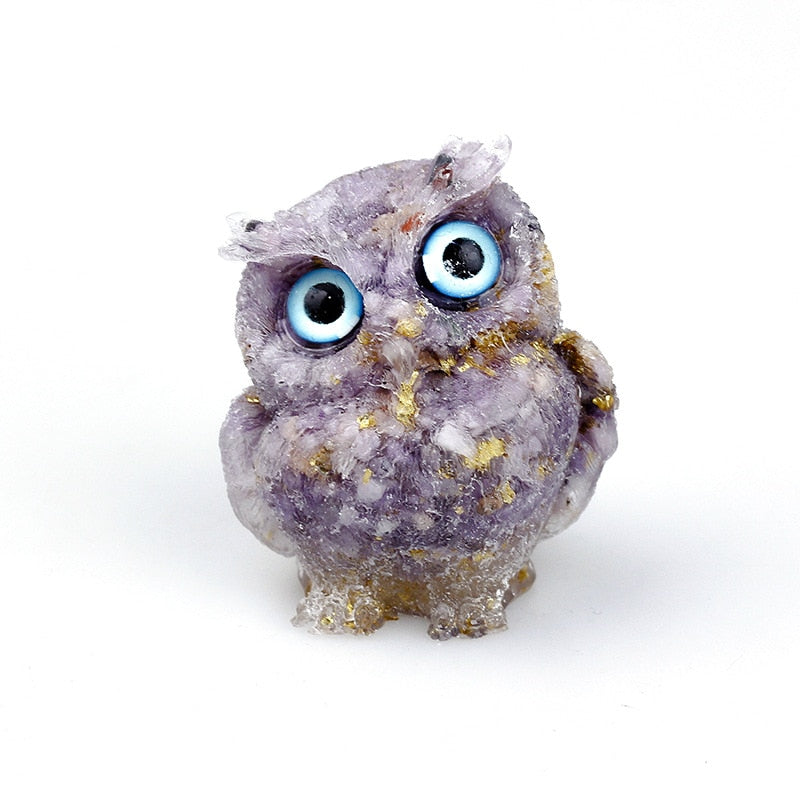 Skorter | Natural Crystal Owl Figurine: Handmade Collector's Item