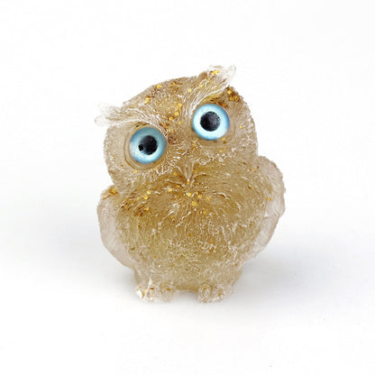 Skorter | Natural Crystal Owl Figurine: Handmade Collector's Item