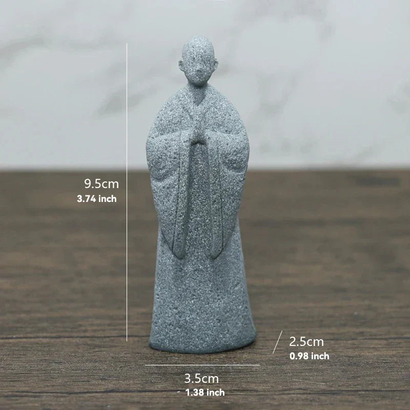 Skorter | Buddha Stone Statue Small Buddhist Monks Tibetan Buddhism Figures Zen Garden Ornament Meditation Home Aquarium Decoration