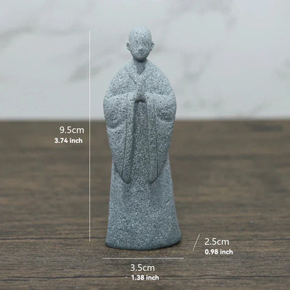 Skorter | Buddha Stone Statue Small Buddhist Monks Tibetan Buddhism Figures Zen Garden Ornament Meditation Home Aquarium Decoration