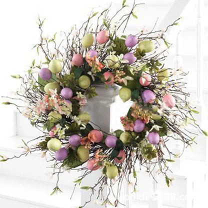 Skorter | 5 Style Bow Ribbon Easter Egg Wreath Easter Egg Garland Door Ornaments Wall Decor Happy Easter 2023 Decor for Home Kids