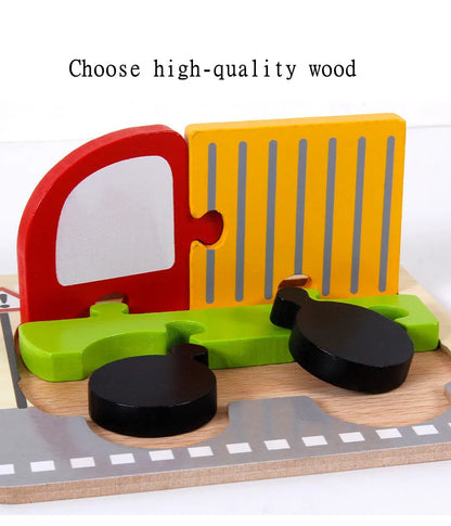 Skorter | 3D Wood Cartoon Animal & Traffic Puzzle – Early Childhood Learning Toy