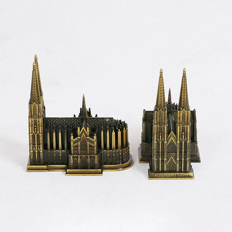 Skorter | Cologne Cathedral Model Metal Antique Bronze Germany Cologne Cathedral Building Figurine World Famous Landmark Architecture Decoration