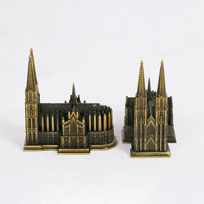 Skorter | Cologne Cathedral Model Metal Antique Bronze Germany Cologne Cathedral Building Figurine World Famous Landmark Architecture Decoration