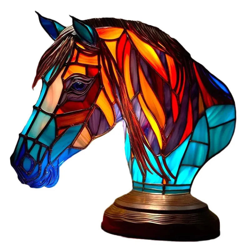 Skorter | 15cm Animal Resin Table Lamp with Stained Glass – Mermaid, Owl, Sea Turtle Design for Home Decor