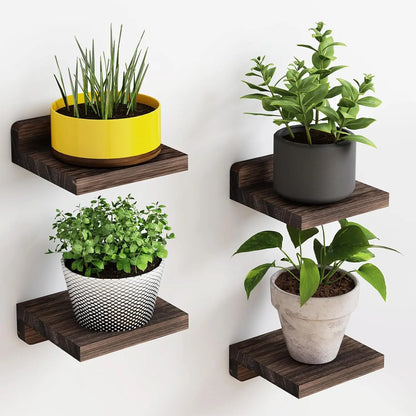 Skorter | 4-Pack Small Floating Wooden Shelves