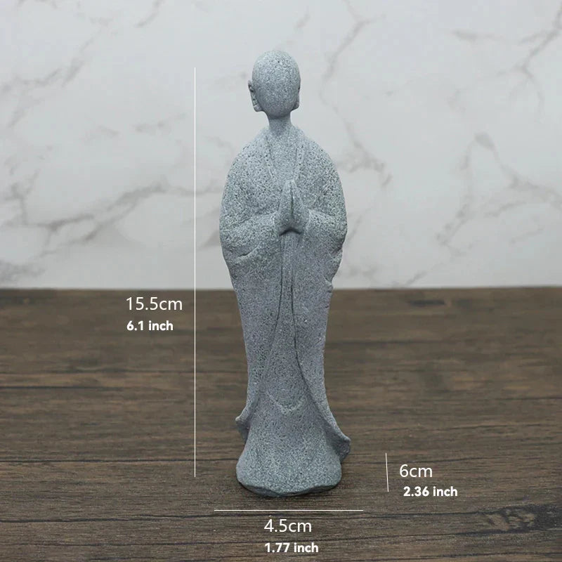 Skorter | Buddha Stone Statue Small Buddhist Monks Tibetan Buddhism Figures Zen Garden Ornament Meditation Home Aquarium Decoration