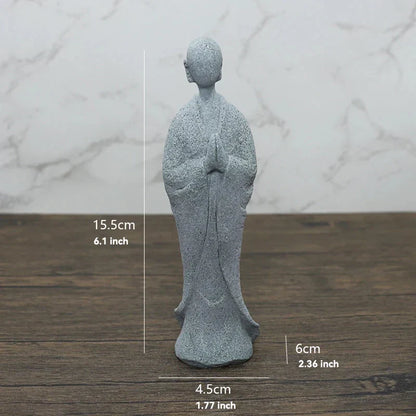 Skorter | Buddha Stone Statue Small Buddhist Monks Tibetan Buddhism Figures Zen Garden Ornament Meditation Home Aquarium Decoration