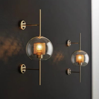 Thatcher - Modern Honeycomb Brass & Glass Wall Sconce