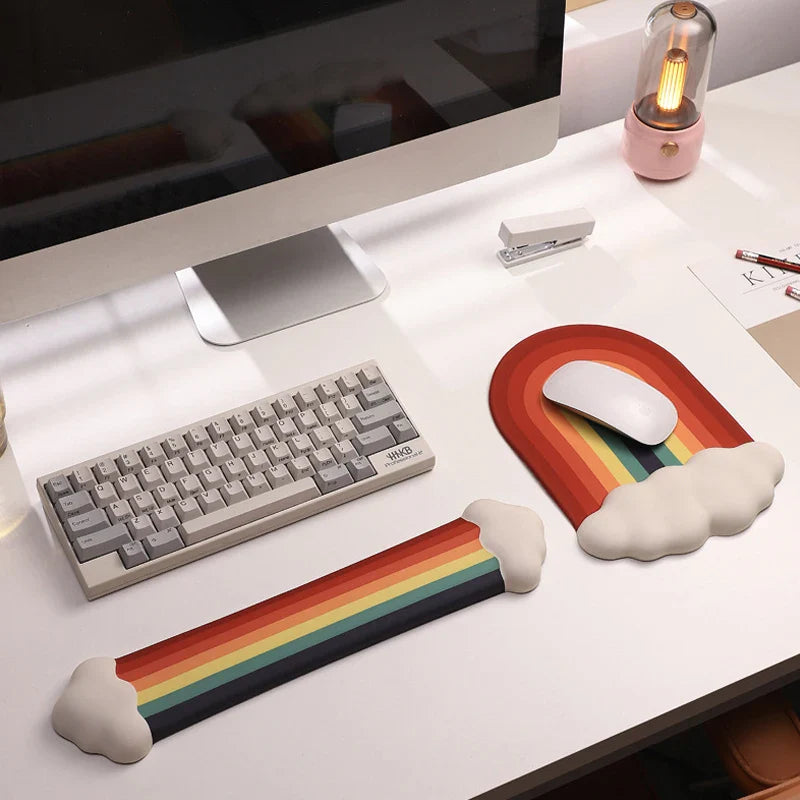 Skorter | Ergonomic Rainbow Mouse Pad with Memory Foam Wrist Rest