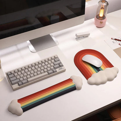 Skorter | Ergonomic Rainbow Mouse Pad with Memory Foam Wrist Rest