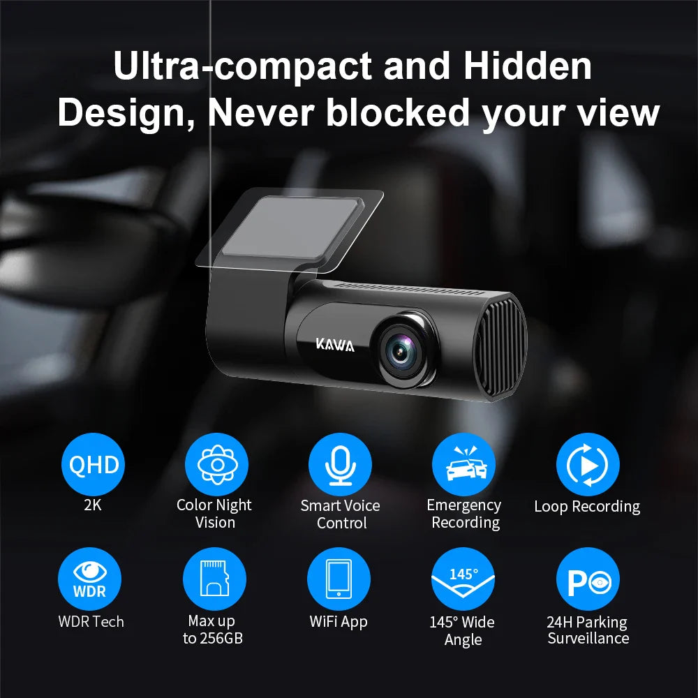Skorter | D6 Dash Cam 1440P with Voice Control - Night Vision & 24H Parking Mode