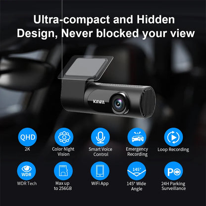 Skorter | D6 Dash Cam 1440P with Voice Control - Night Vision & 24H Parking Mode