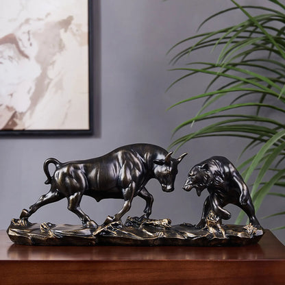 Skorter | Feng Shui Bear and Bull Statue, Bull Figure, Collection Cow Sculptures Animal