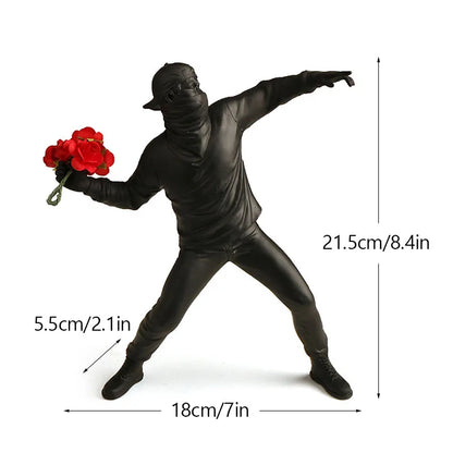 Skorter | Dropshipping Banksy Sculpture Collection Flower Thrower Statue Pop Art Modern Balloon Girl Figurine Office Home Decoration