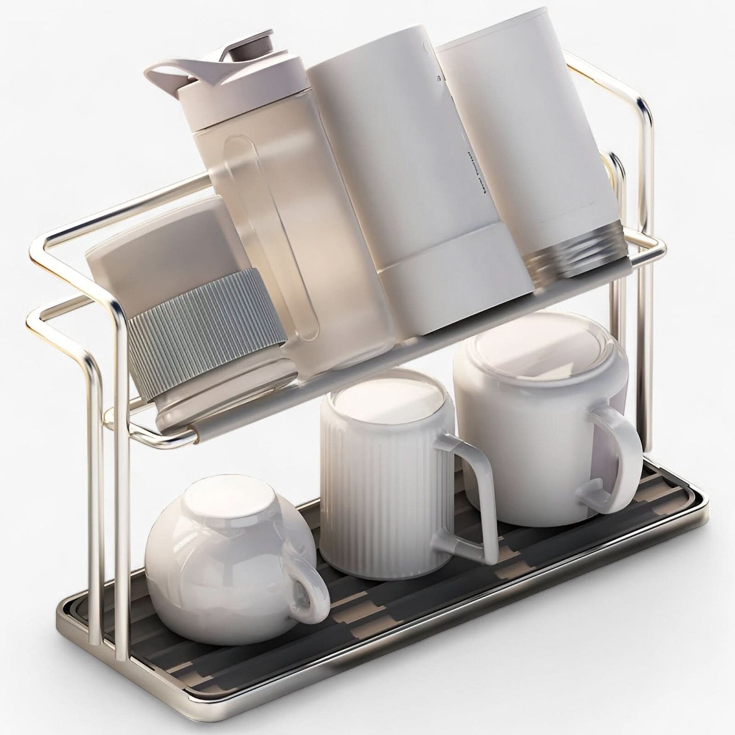 Skorter | Double Layer Stainless Steel Cup Rack for Kitchen