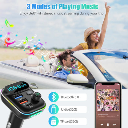Skorter | Bluetooth 5.0 FM Transmitter Car Kit with PD & QC3.0