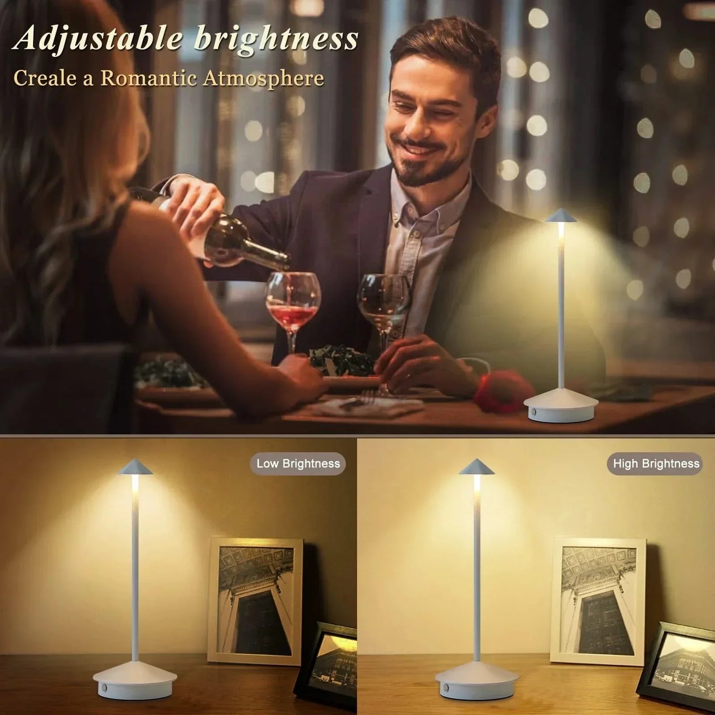 Skorter | Rechargeable Table Lamp Creative Dining Room Touch Led Hotel Bar Coffee Pina Pro Table Lamp Decorative Desk Lamp