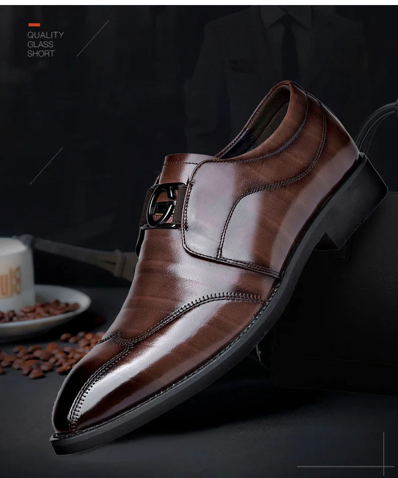 Skorter | Men's Leather Shoes Stylish Men's Shoes Pointed Oxford Wedding Leather Men's Dress Shoes Gentleman Office Man Shoe