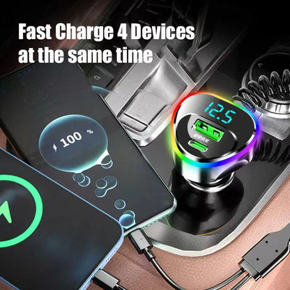 Skorter | 4-in-1 USB-C Car Charger with Voltage Monitor