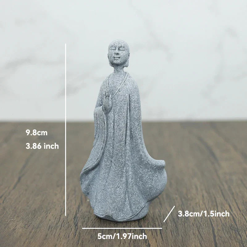 Skorter | Buddha Stone Statue Small Buddhist Monks Tibetan Buddhism Figures Zen Garden Ornament Meditation Home Aquarium Decoration