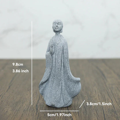 Skorter | Buddha Stone Statue Small Buddhist Monks Tibetan Buddhism Figures Zen Garden Ornament Meditation Home Aquarium Decoration