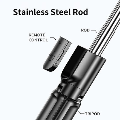 Skorter | Wireless Selfie Stick Tripod with Light, Bluetooth Remote for iPhone, TikTok Live Streaming