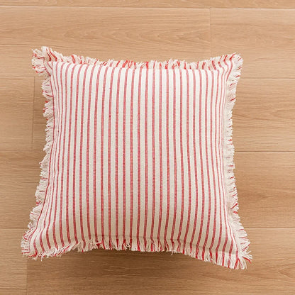 Skorter | Elegant Pillowcase with Jacquard Pattern and Fringes - Cotton-Linen Blend
