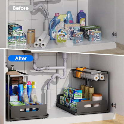 Skorter | 2-Tier Under Sink Sliding Cabinet Organiser – Arlo