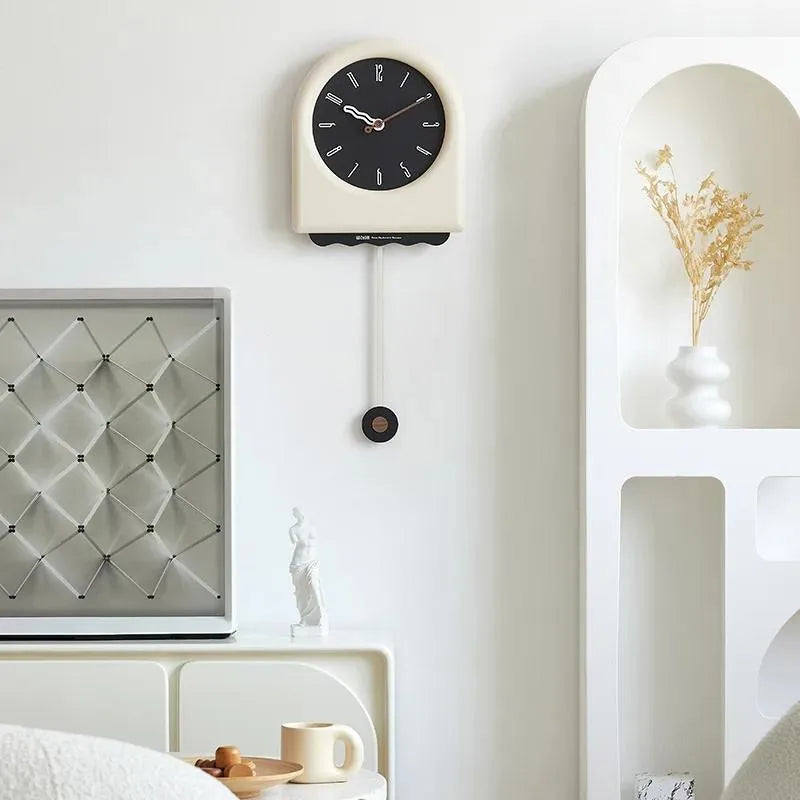 Skorter | Cream Pendulum - Korean Style Wall Clock with Modern Design