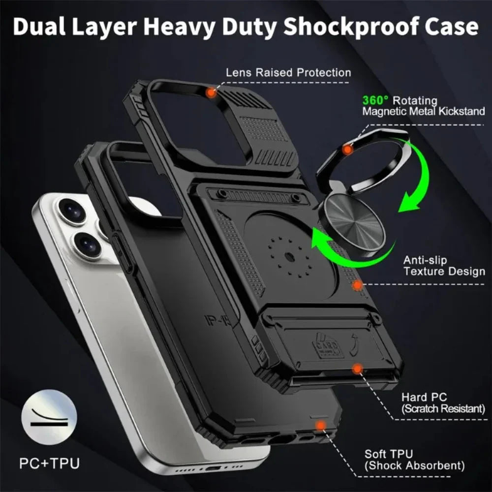 Skorter | Card Slot Protector Case with Magnetic Kickstand for iPhone