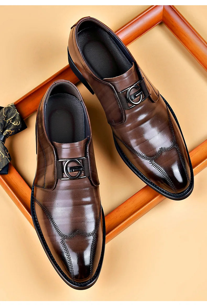 Skorter | Men's Leather Shoes Stylish Men's Shoes Pointed Oxford Wedding Leather Men's Dress Shoes Gentleman Office Man Shoe