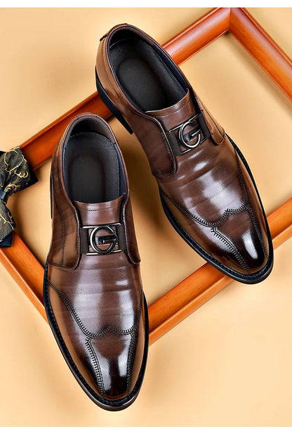 Skorter | Men's Leather Shoes Stylish Men's Shoes Pointed Oxford Wedding Leather Men's Dress Shoes Gentleman Office Man Shoe