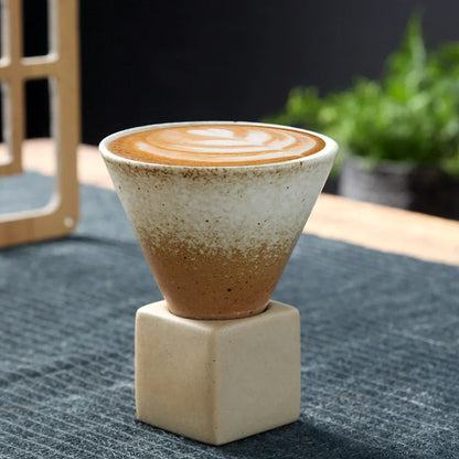 Skorter | Japanese coffee cup with saucer, 1 piece, retro ceramic tea cup, mug, latte, espresso, pull0, flower cappuccino, new ceramic cup, 100 ml/3.5 oz