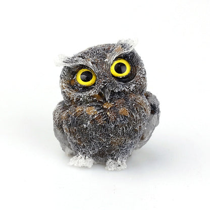 Skorter | Natural Crystal Owl Figurine: Handmade Collector's Item